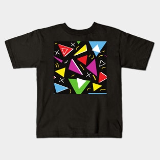 Memphis 80s style abstract geometric pattern Kids T-Shirt